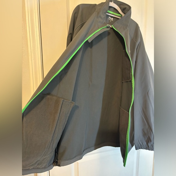 Fila track jacket, gray with neon green, men’s XL - Picture 3 of 8